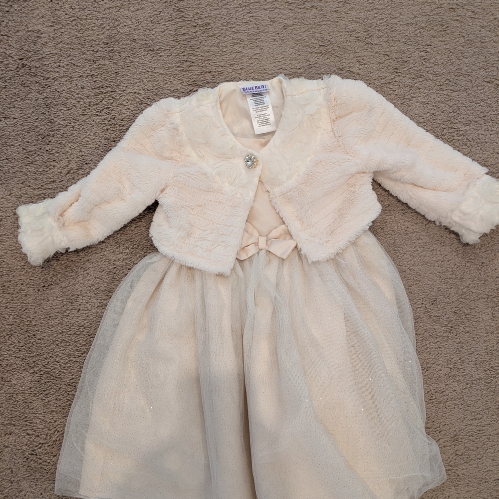 Blueberi Boulevard Cream Formal Dress with Jacket